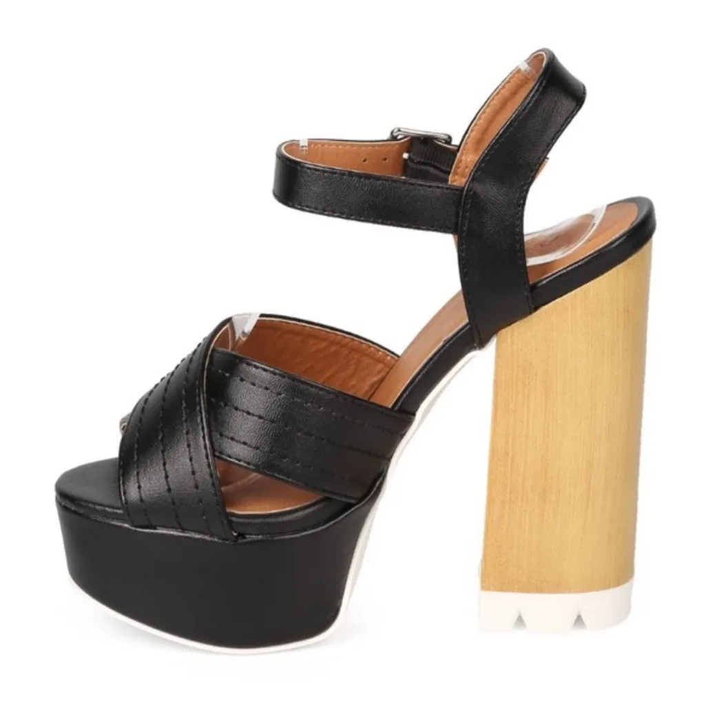 Black and Brown Platform Heels - Image 2