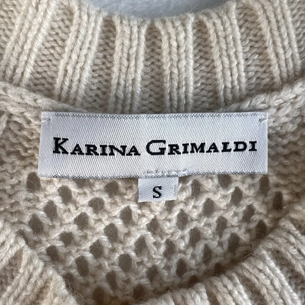 Karina Grimaldi Sz S Tunic Sweater Knit Halter Cashmere Wool Sleeveless Beige - Image 4