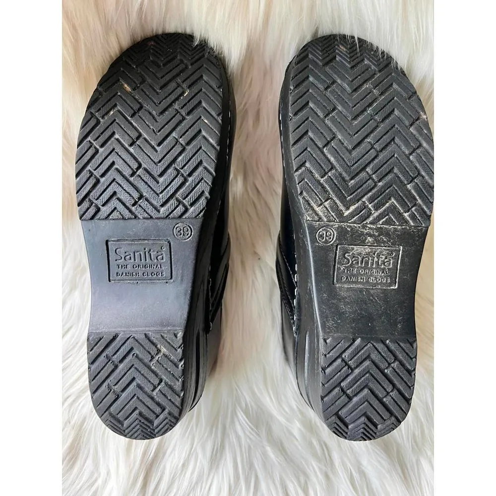 Sanita Black Leather Clogs - Image 2