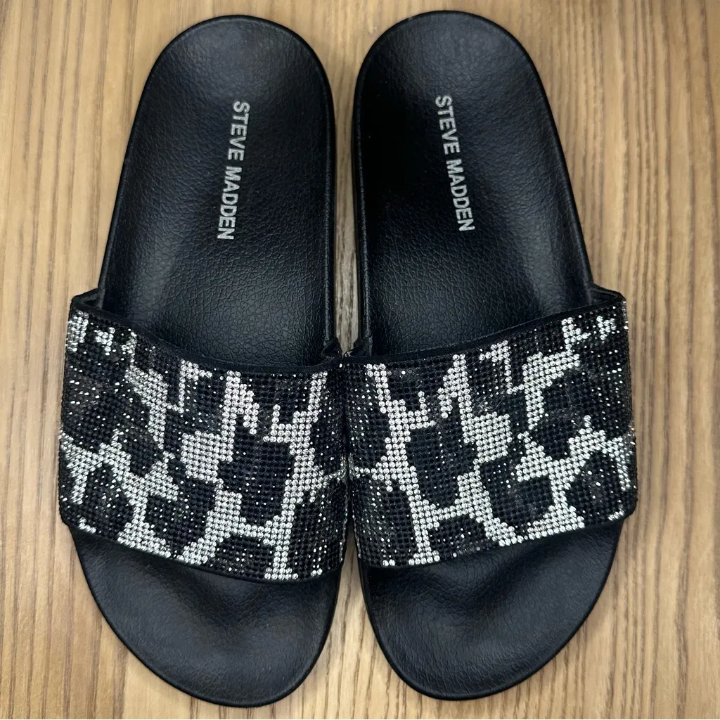 Steve Madden Sammy Rhinestone Leopard Print Pool Slide Sandals - Image 2