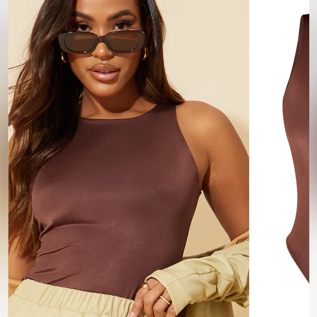 NWT MISSGUIDED BROWN SLINKY THONG BODYSUIT US2 - Image 4