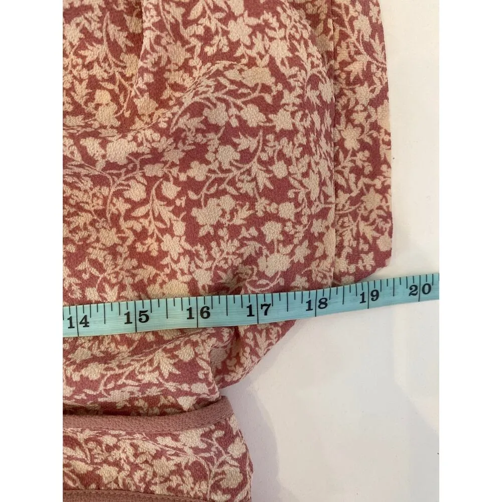 Monteau Short Sleeve Floral Midi Dress EUC Sz Lg Poly Spandex Stretch Pink White - Image 7