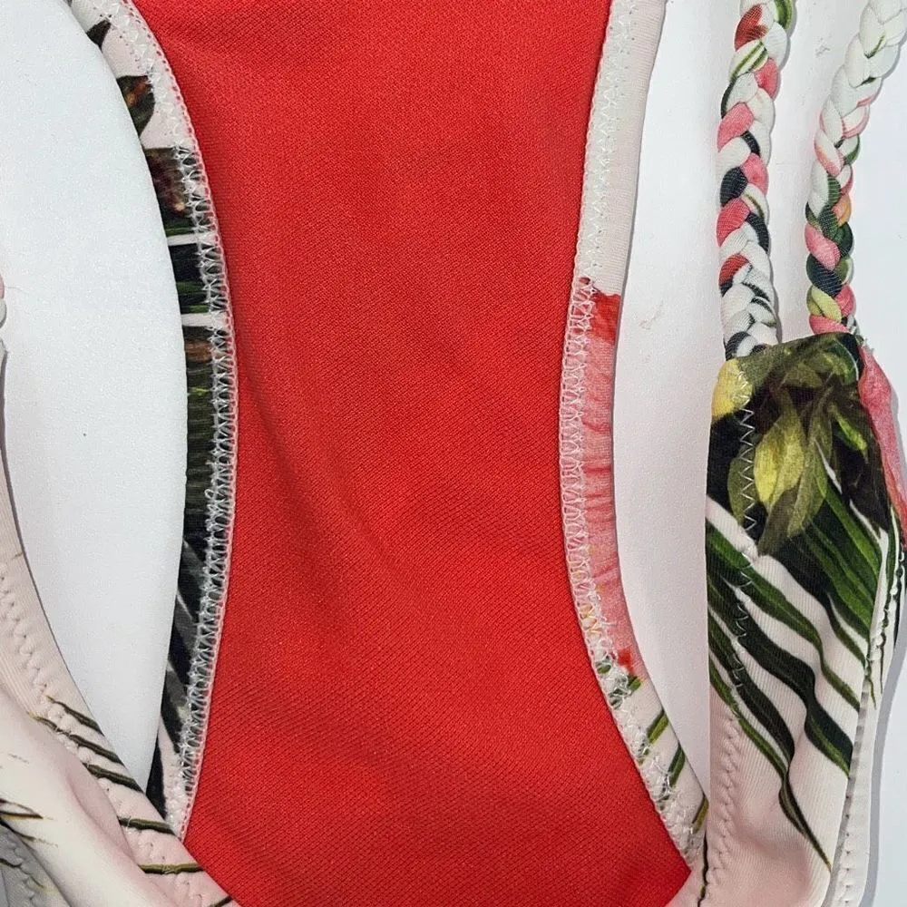 Coral Tropics Womens Floral Keyhole Halter Two Piece Bikini Set Multicolor Mediu - Image 6