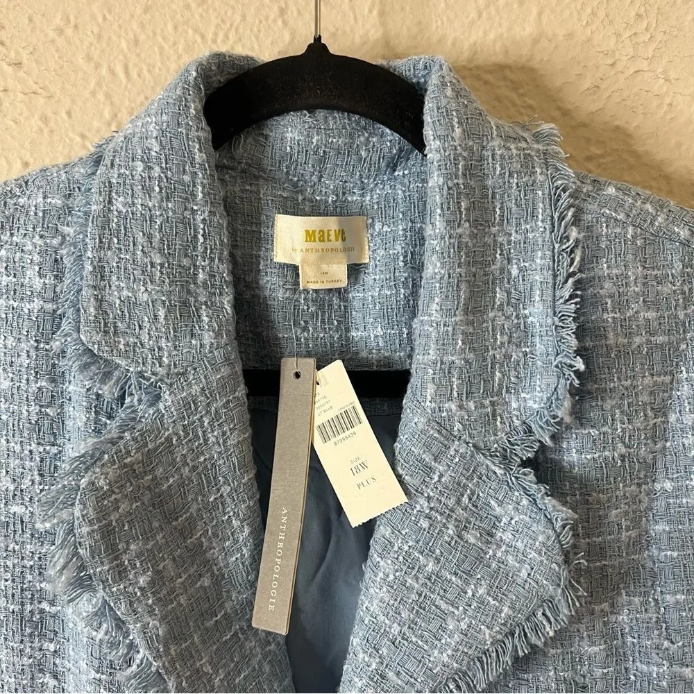 Anthropologie Maeve Sleeveless Tweed Blazer Mini Dress NEW Plus Size 18W in Blue - Image 7