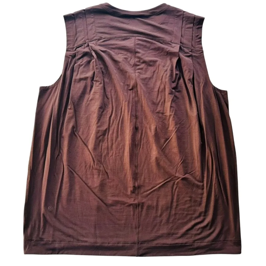 Lululemon Modal Pleated Shoulder Tank Top French Press Brown 12 Loose Relaxed - Image 6