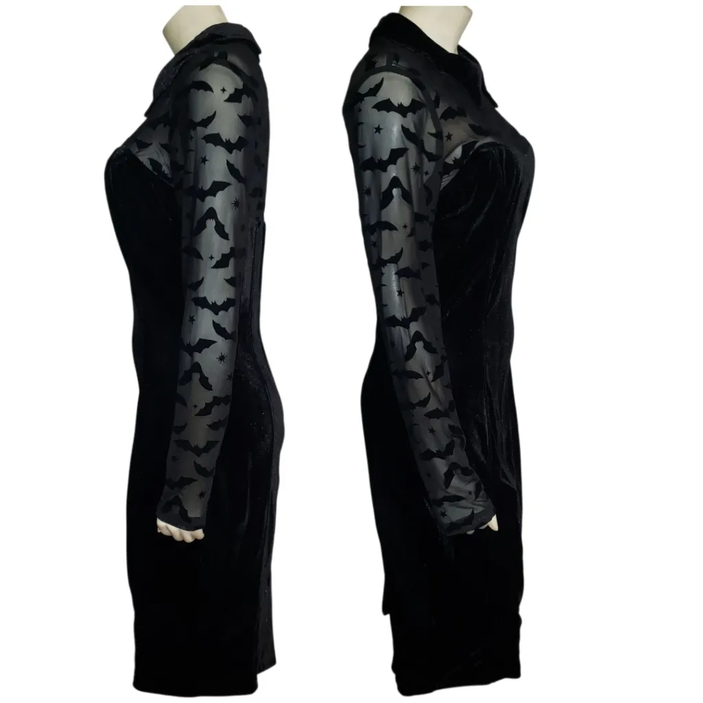 Sold Out Rare Collectif Black Velvet Bat Rooey Pencil Dress Size L Size L - Image 3
