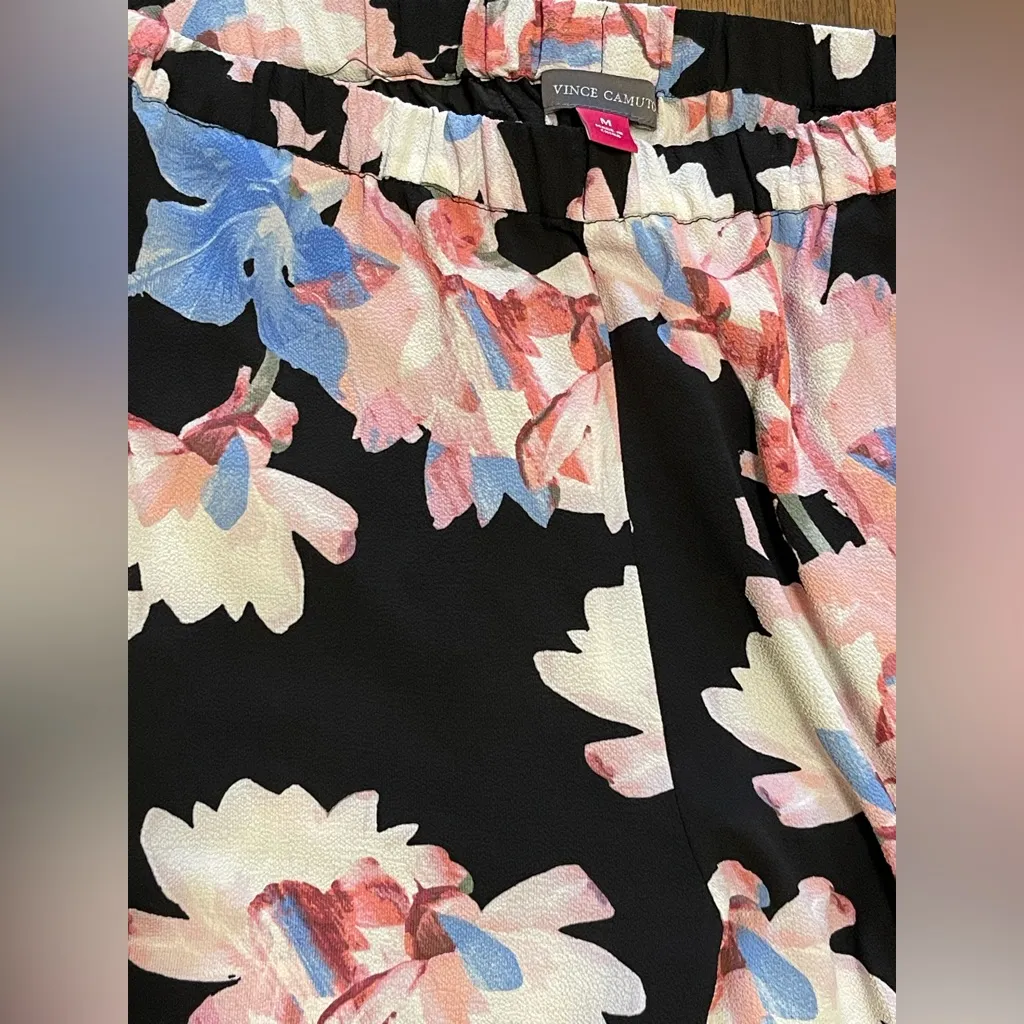 Vince Camuto Black Floral Pants with Pink and Blue - Image 9
