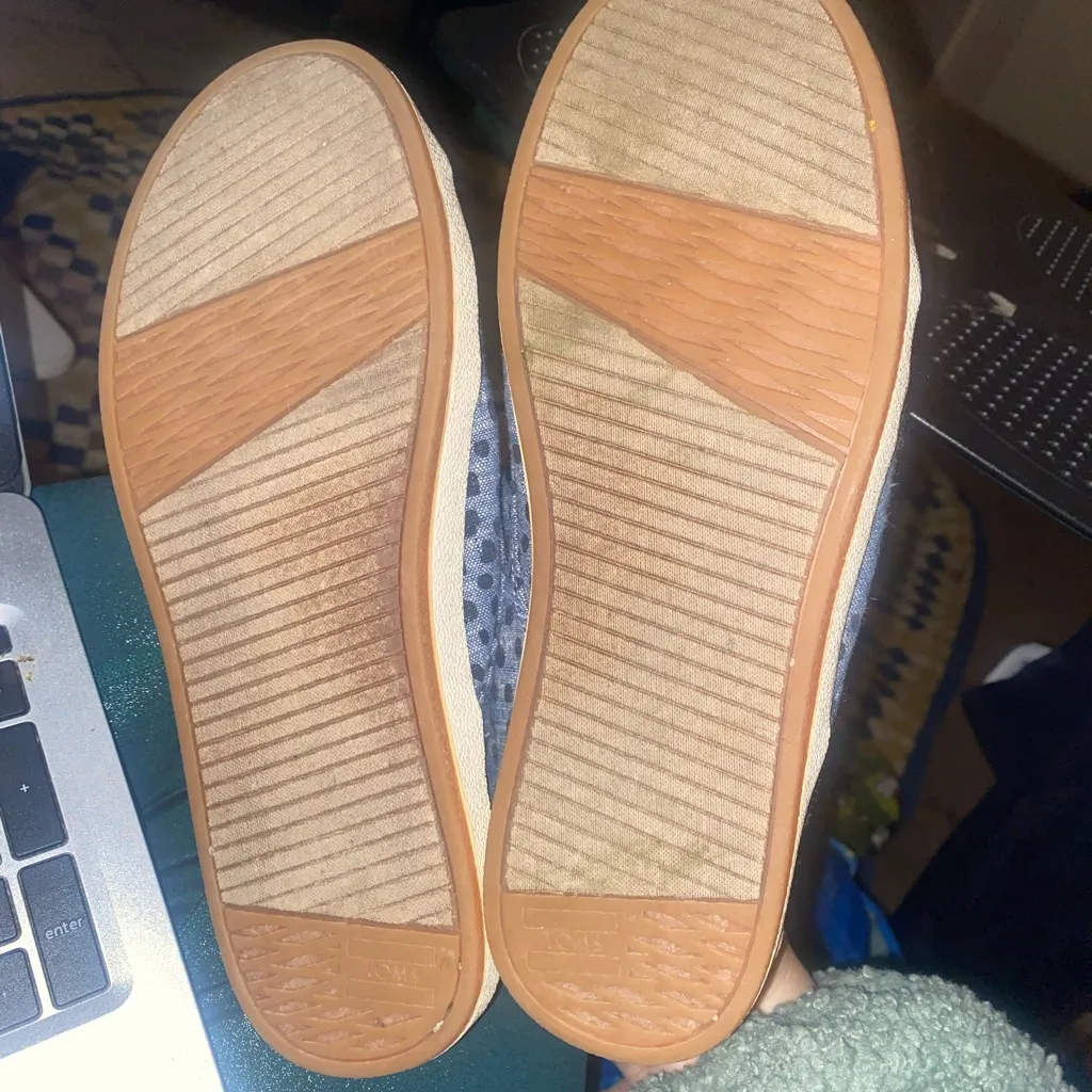 Toms Shoes Womens 8 Paseo Casual Lace Up Sneakers 10012995 Blue White Fabric - Image 5