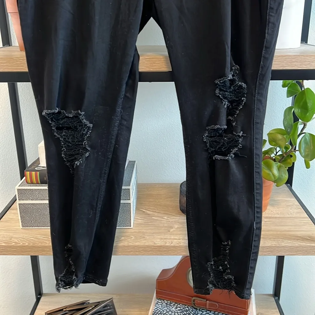 Hollister High-Rise Black Distressed Crop Super Skinny Jeans, 33 - Image 3