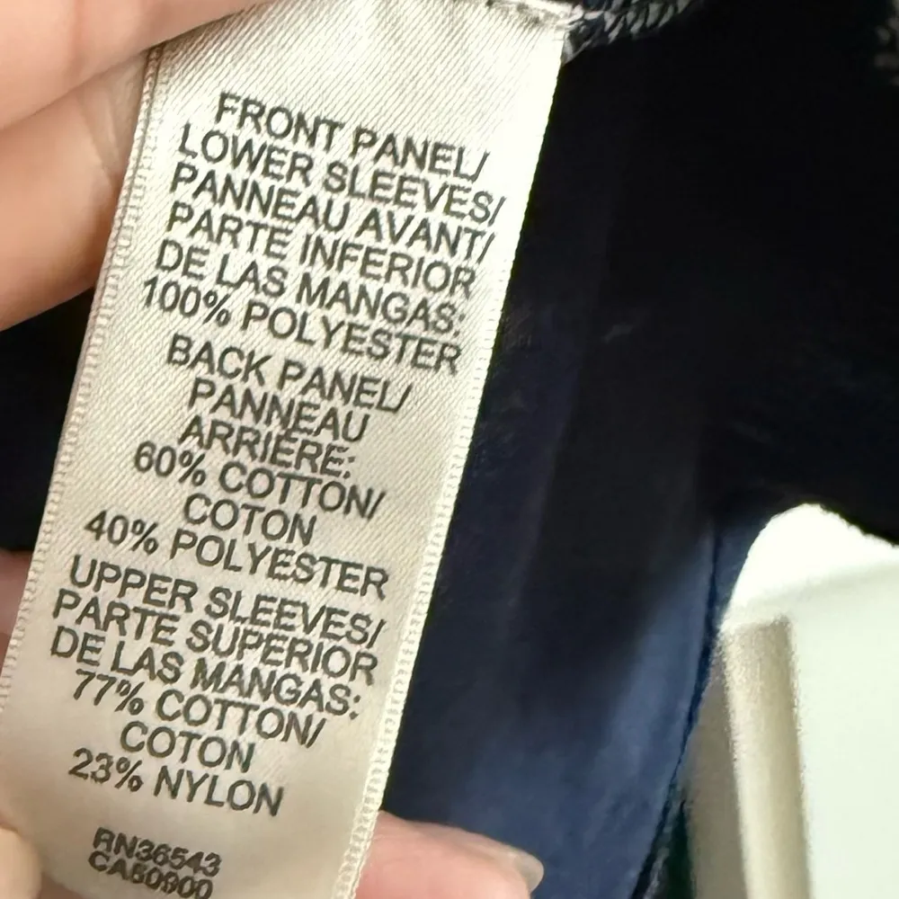 Floral Blouse Flowy Navy Blue Large Stretchy Bell Sleeve Lightweight Modest Top - Image 8