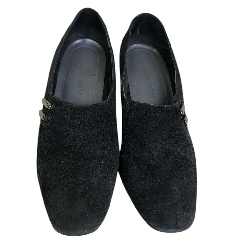 Karen Scott Soft Step Riley Black Suede Pump Faux Buckle Accent 2 Inch Heel 7.5 - Image 5