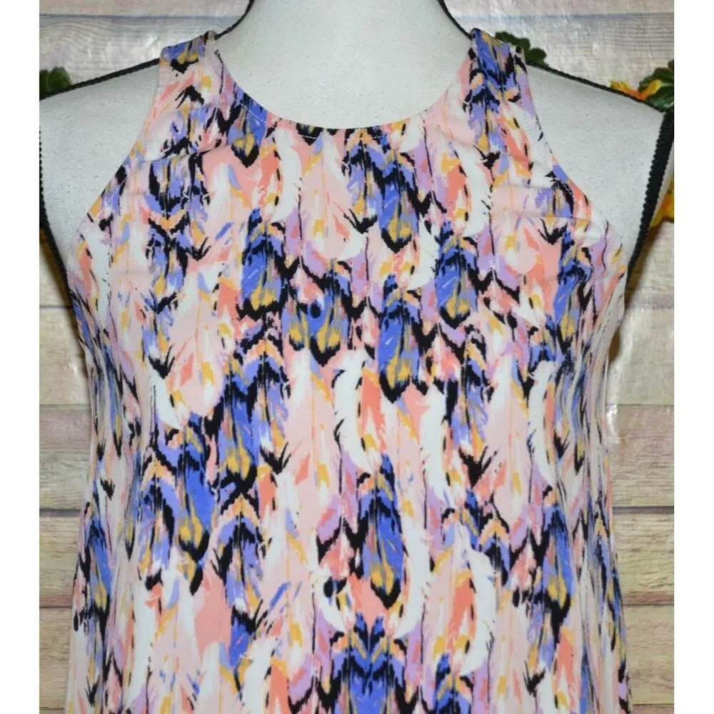 Charles Henry Ladies XS Shift Dress Watercolor Pattern Sleeveless Racerback Mini - Image 2