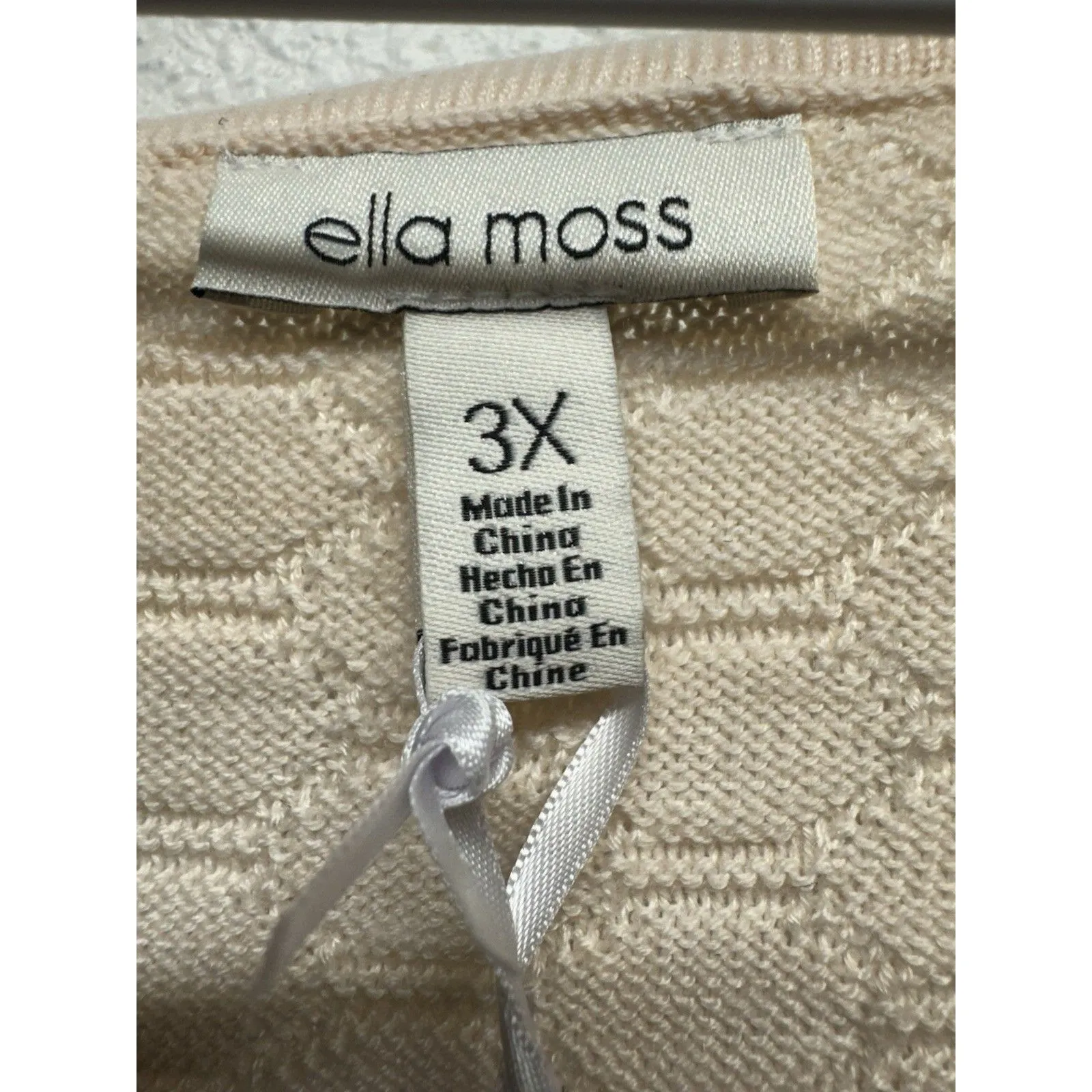 Ella Moss Women's Elbow Sleeve Shirt/Sweater Lightweight, Size-3X, Cream New - Image 3