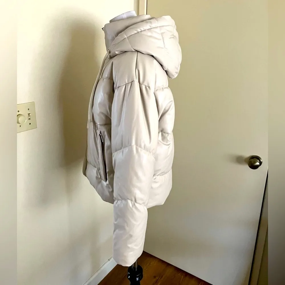 Zara EXQUISITE Man-Made Leather PUFFER JACKET XS - Image 19