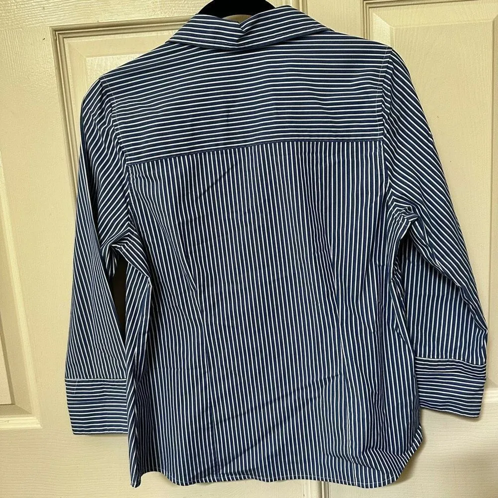 Cathy Daniels blue and white striped blouse - Image 6