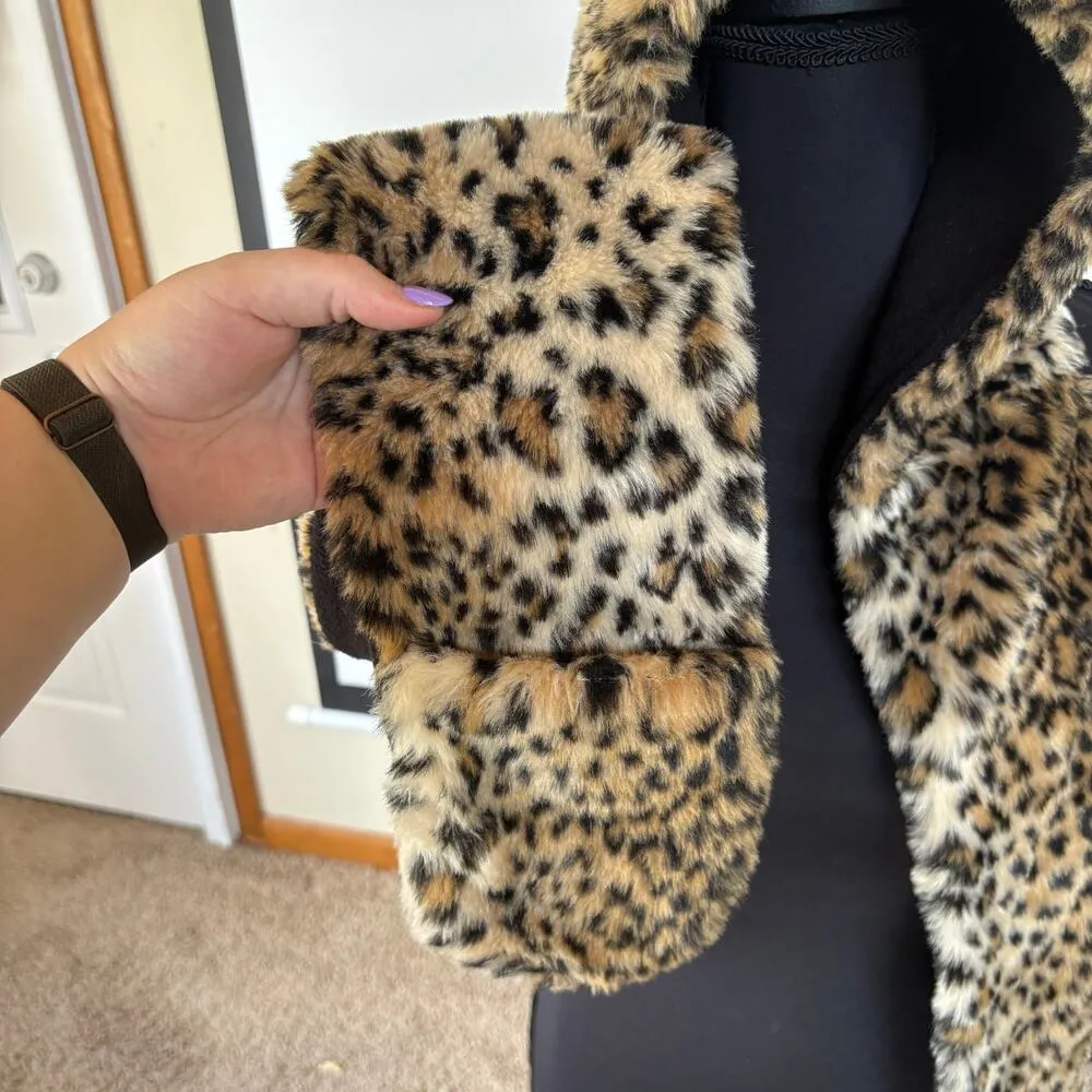 Y2K Cheetah Leopard Hat Pockets Early 2000s Rave Scenecore Hood Indie Sleeze - Image 3