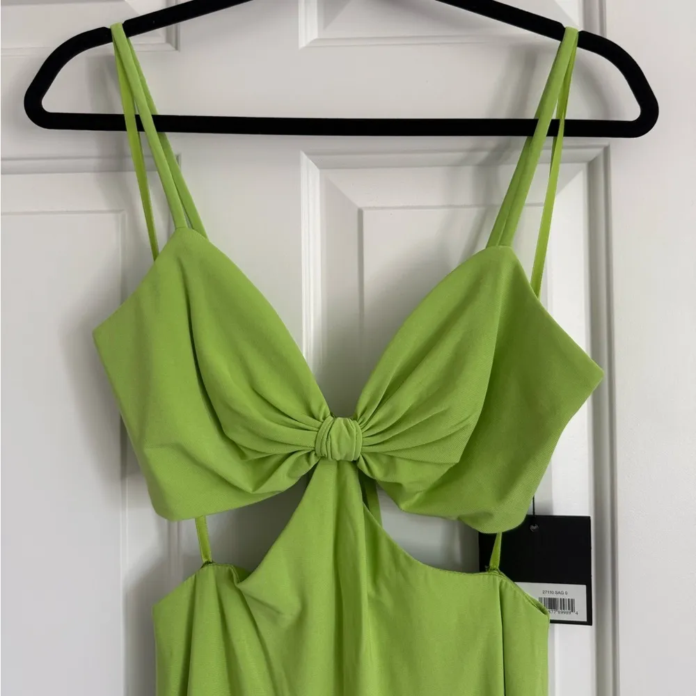 Ieena‎ for Mac Duggal 27110 - Column Body Cut Out Dress - Size 0 - Sage - NWT - Image 6