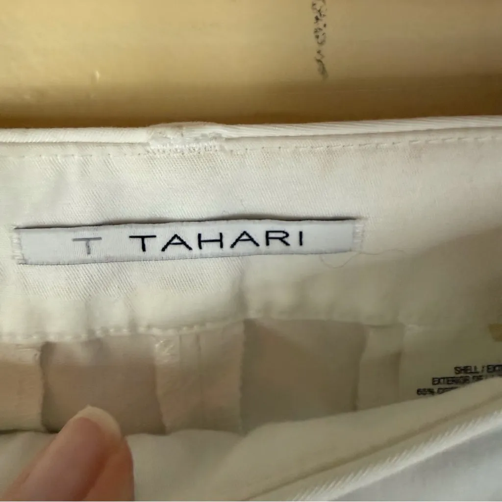 Tahari Size 10 White Straight Leg‎ Flat Front Dress Pants Side Zip Staple Career - Image 2