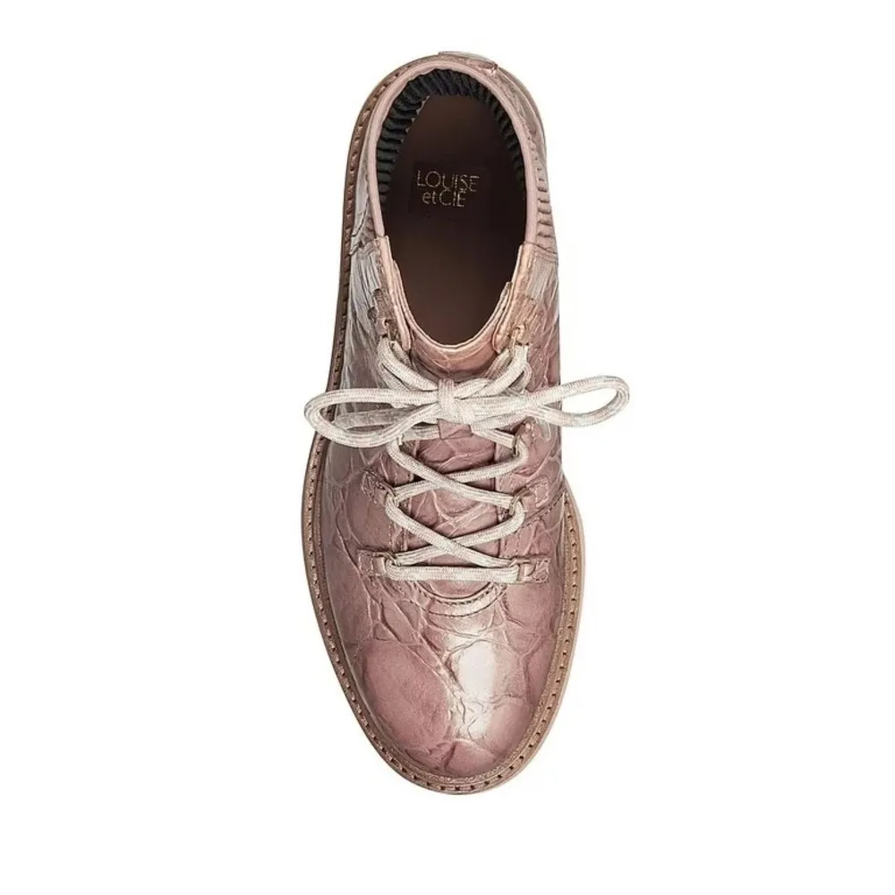 Louise et Cie | Sheena Soft Rose Pink Nude Leather Lace-Up Combat Lug Boots - Image 2