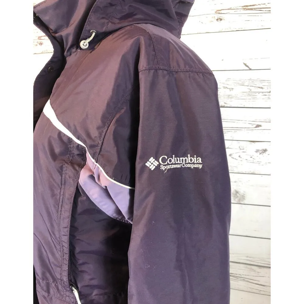 Columbia ladies hooded winter ski jacket purple & white size medium - Image 14