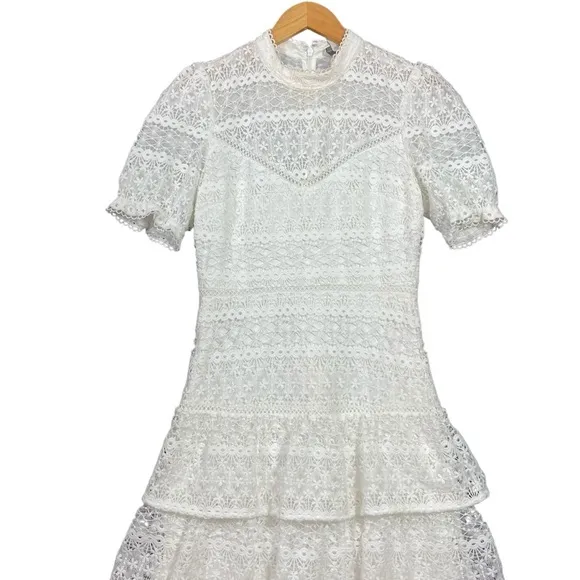 Monique Lhuillier $645 BHLDN White Villandry Lace‎ Midi Dress 2 XS S - Image 3