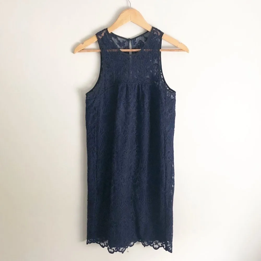 Joie Fahfia B Lace Shift Dress Navy Blue Small - Image 4