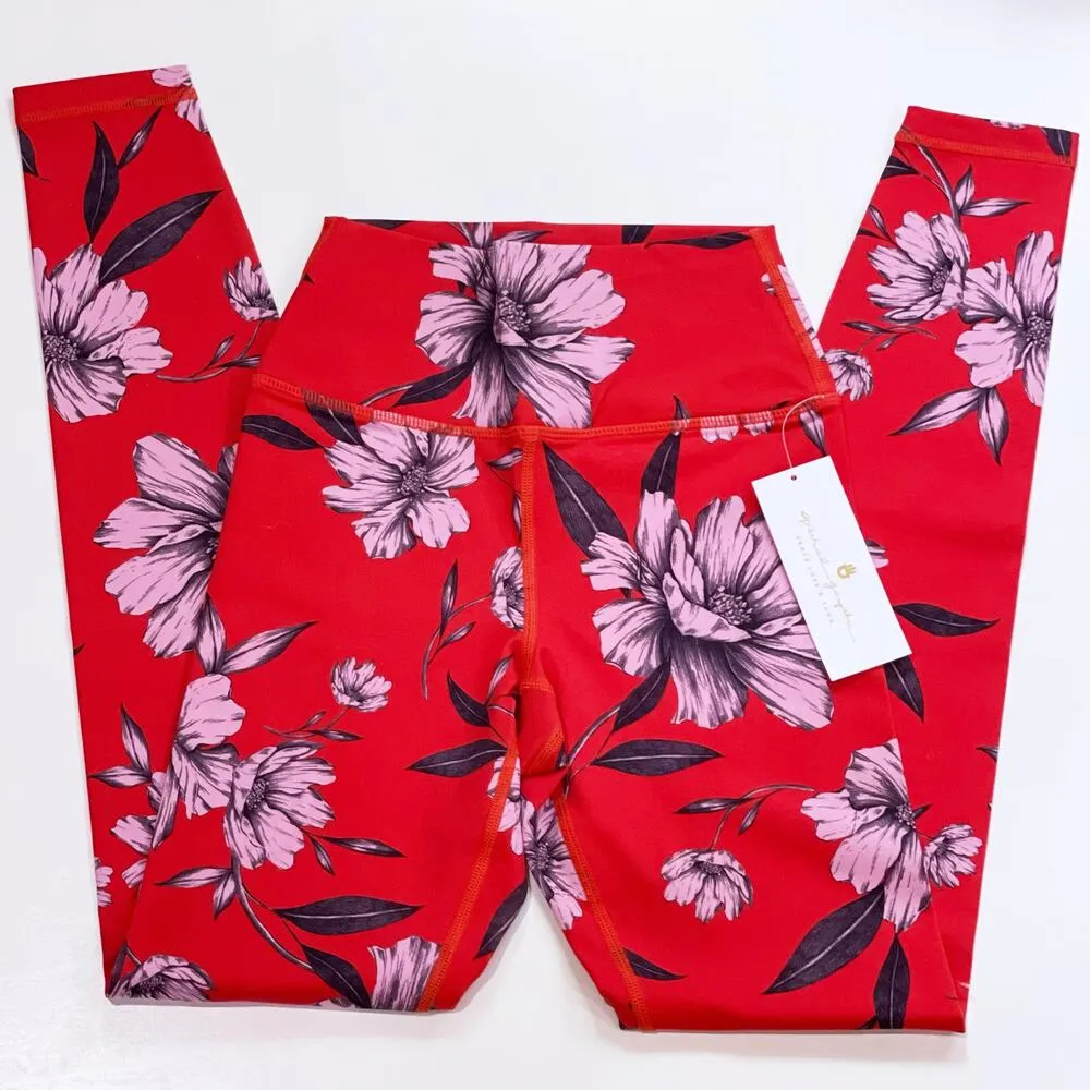 NEW Spiritual Gangster XS Perfect High Rise Waist Floral Leggings Red Pink Gym - Image 3