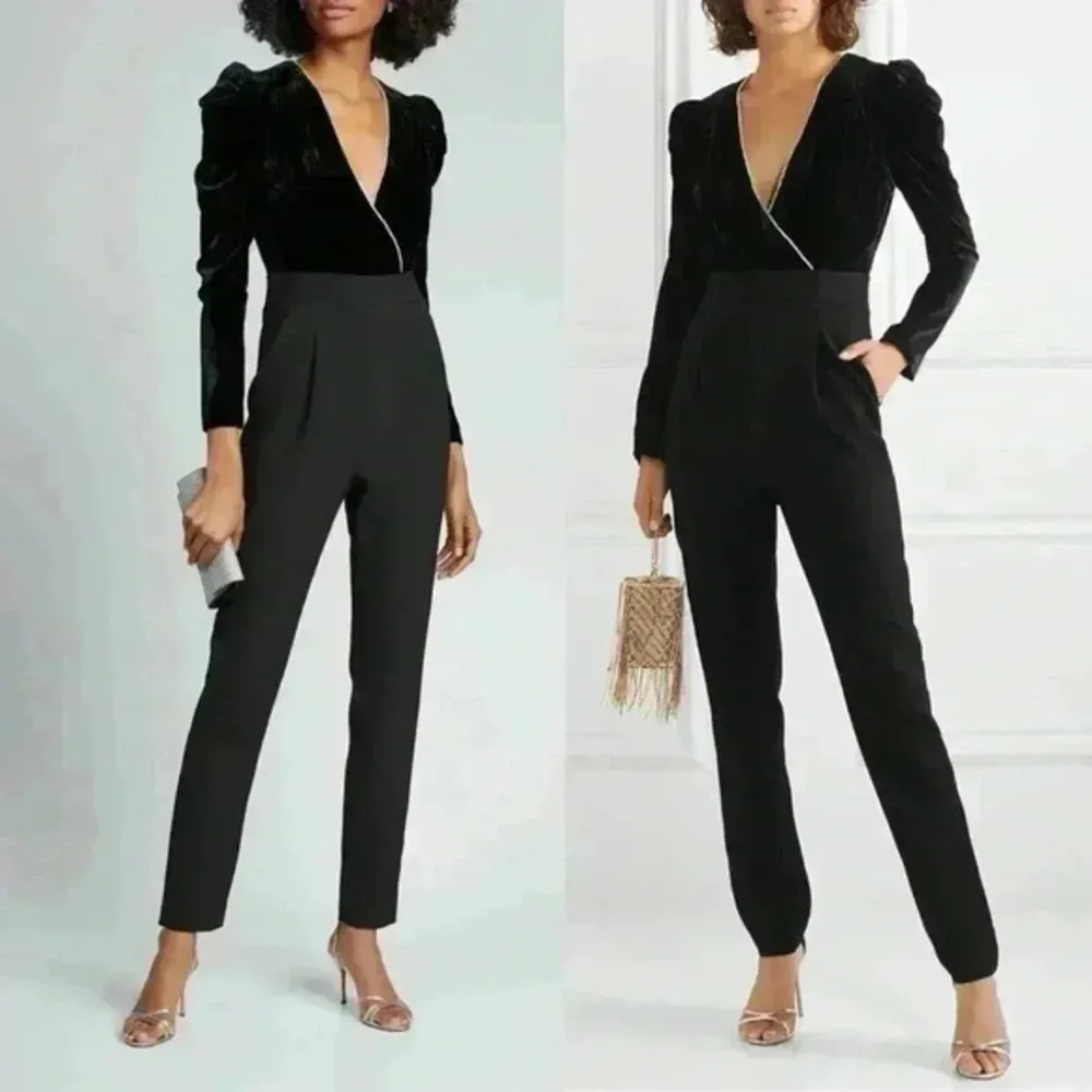 NWT Veronica Beard Cleo Crystal-embellished Velvet Crepe Jumpsuit Size … - Image 5