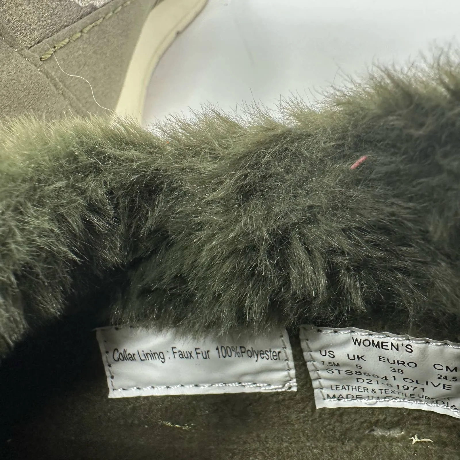 Sperry‎ size 7.5  STS86941 Olive camo fur lined slip on shoes leather D21-61971 - Image 8