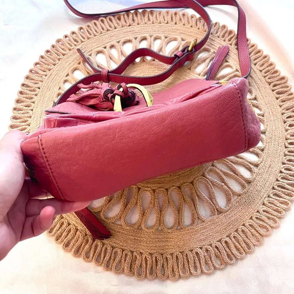 Oryany Mauve Pink Pebbled Leather Tassel Crossbody Bag - Image 2