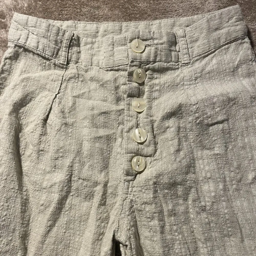 Urban Outfitters Pants Womens 4 Maria Button-Fly Textured Sage Trouser High Rise - Image 3