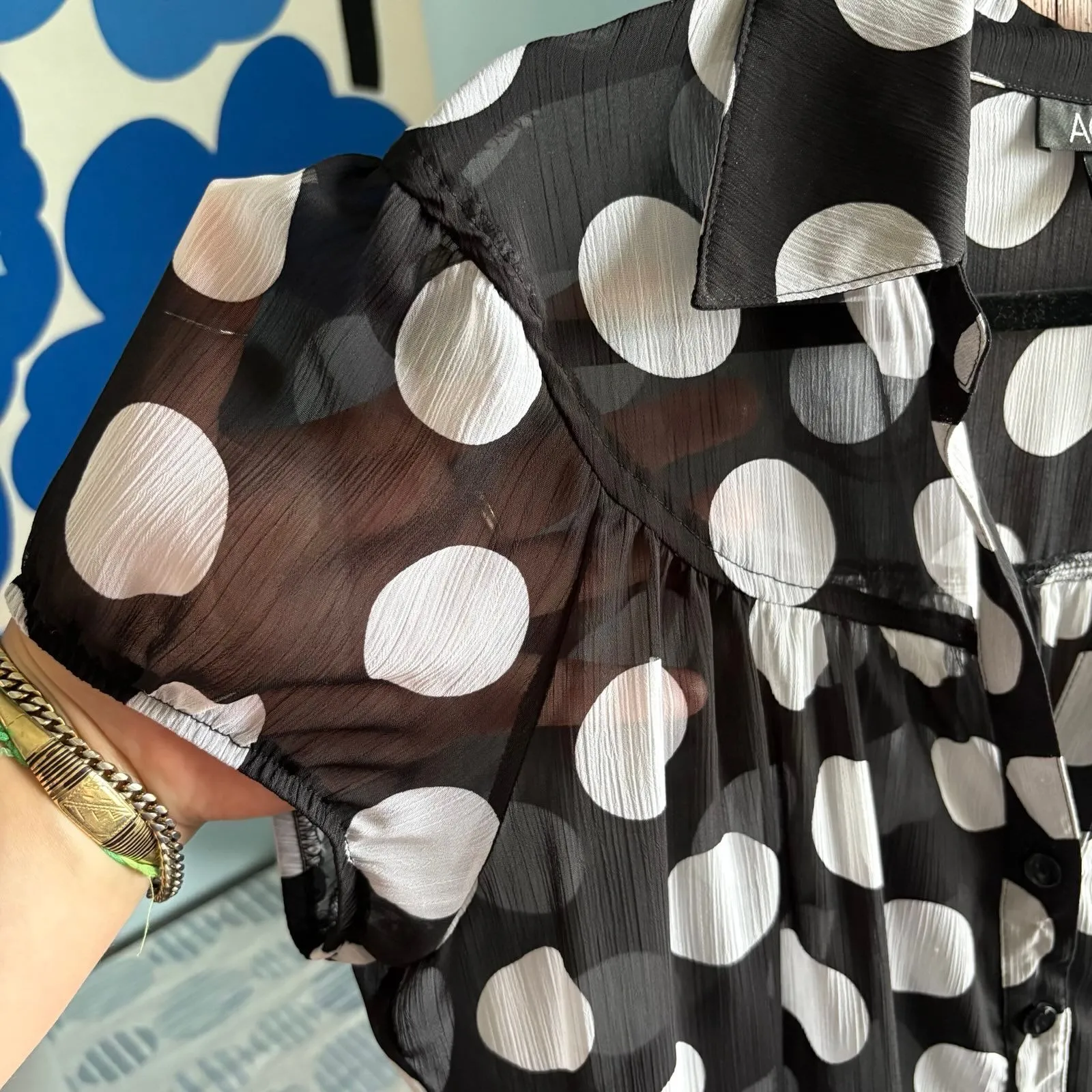 AGB Sheer Black & White Polka Dot Button - Image 7