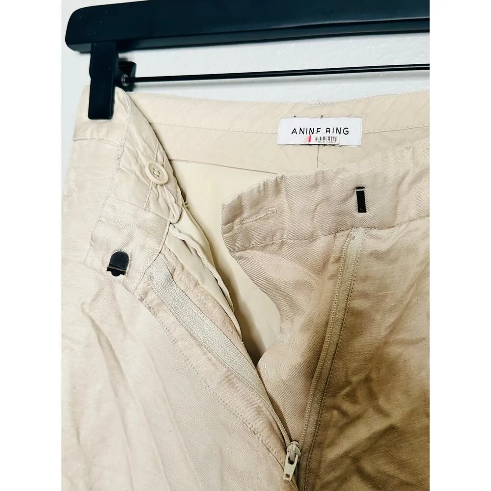 ANNIE BING Off-White Crepe Wide-Leg Lyra Trousers Pants Size 32 - Image 5