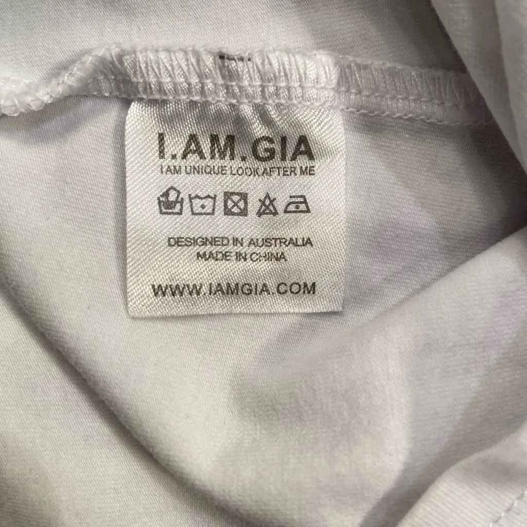 I.Am.Gia crop top, long sleeve, crew neck, white‎ with black logo, size small - Image 6