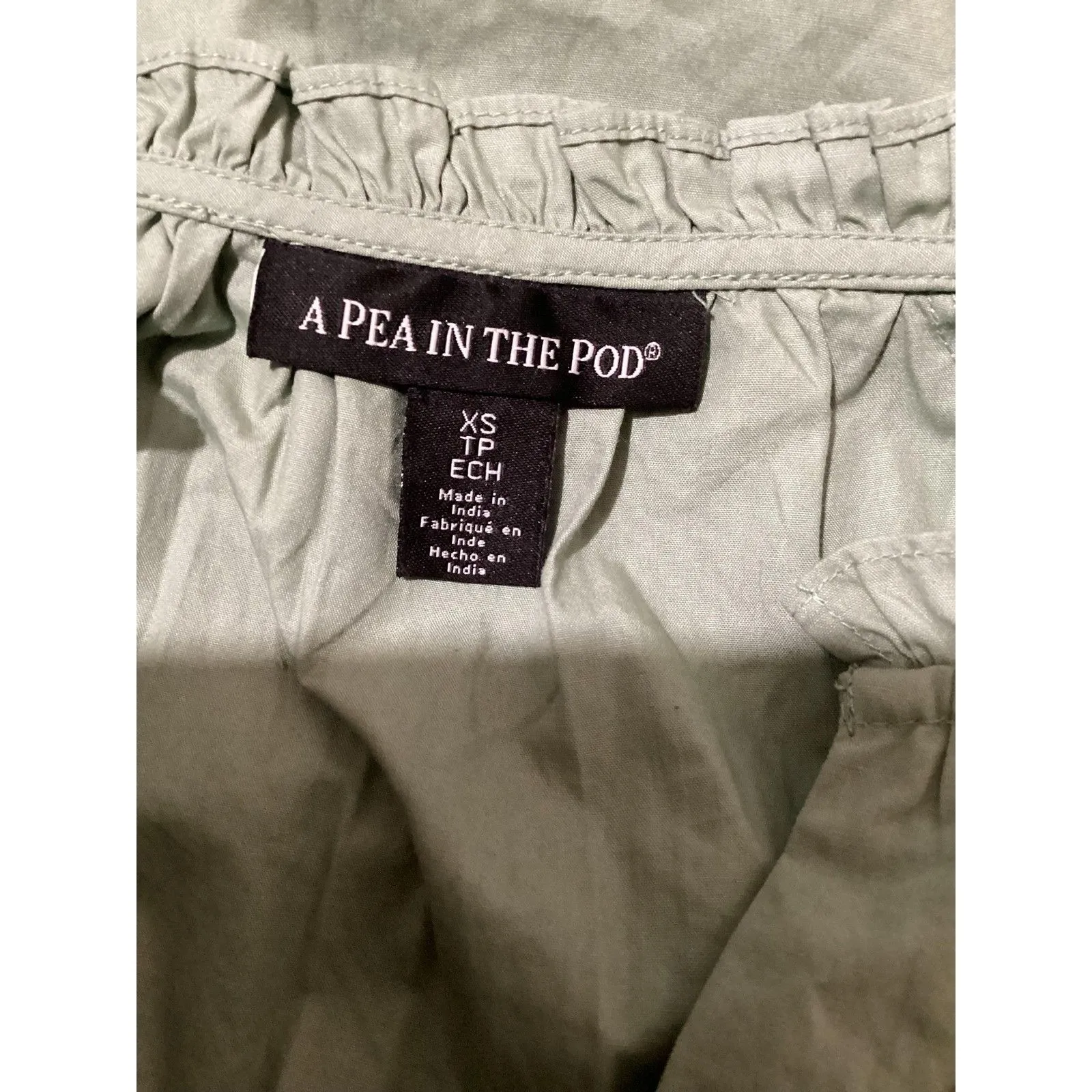 A Pea In The Pod Dress Womens XS Short Sleeve Ruffle Neckline Pockets Casual - Image 8