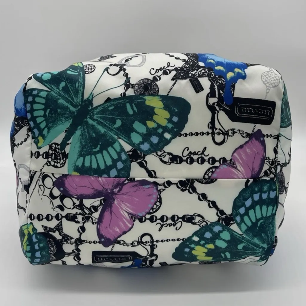 Vintage LIMITED EDITION Coach Colorful Butterfly Print Tote  Bag - Image 2