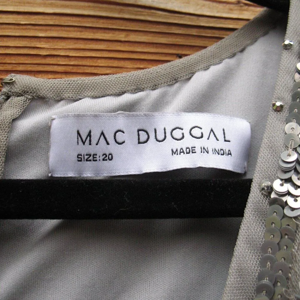 Mac Duggal 20263 Womens Silver SEQUINED FAUX WRAP SPLIT LONG SLEEVE GOWN Dress - Image 14