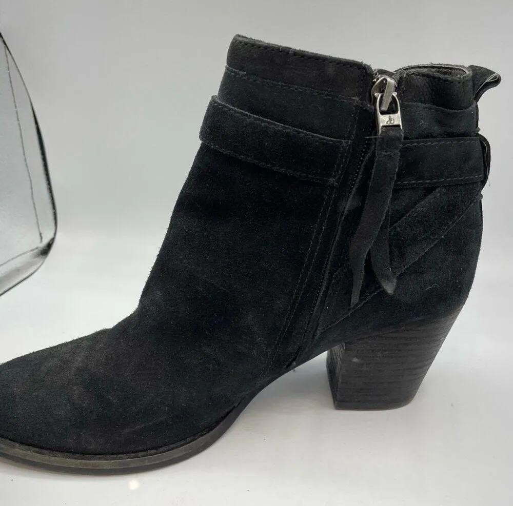 Sam Edelman Black Suede Ankle Boots Buckle Western Booties Womens 8 - Image 10