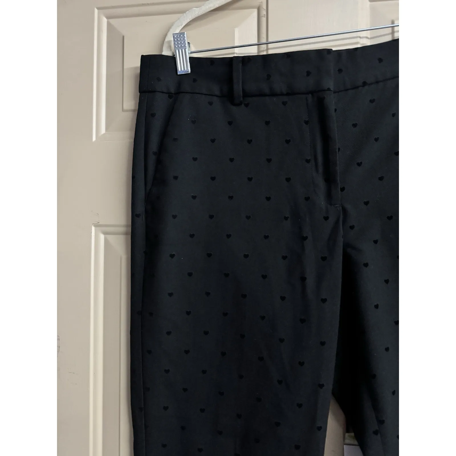 Talbots Hampshire Pants Black Swiss Hearts Women’s Size 12 Dress Slacks - Image 3
