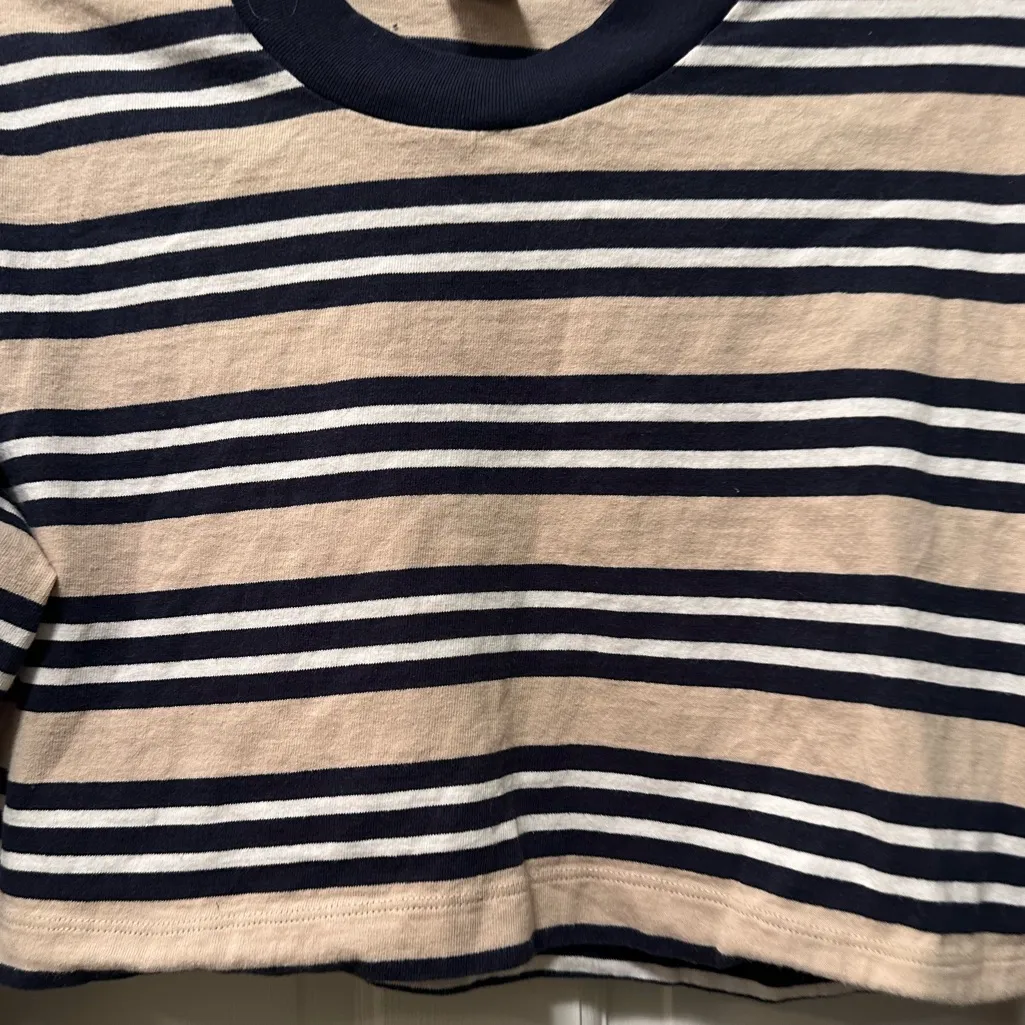TNA Aritzia Striped Cropped Long‎ Sleeve Top Size Small - Image 2