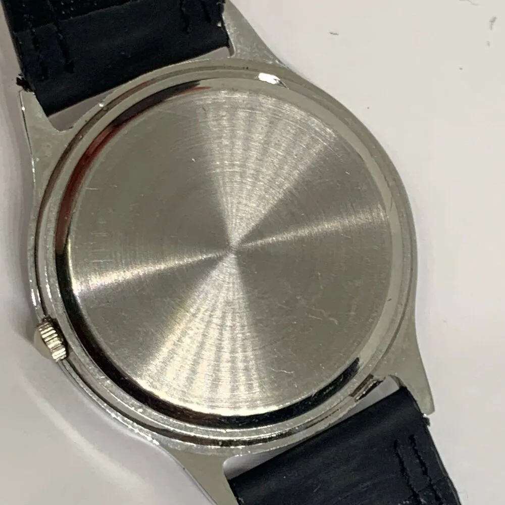 GA women’s quartz analog wrist watch 34mm case black leather band running - Image 5