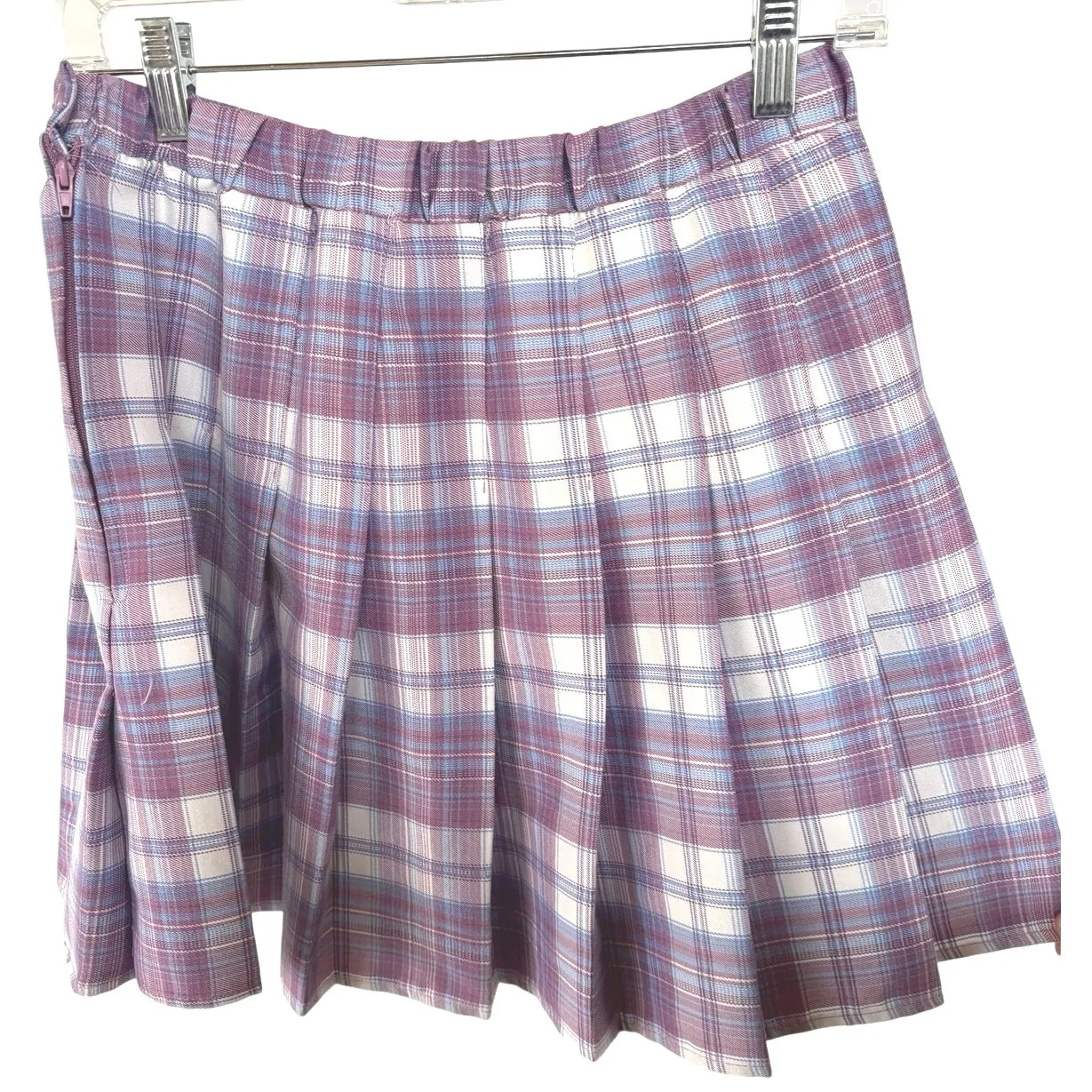 Y2K Plaid Pleated Micro Mini Skirt Britney Preppy Purple Gossip Girl Kawaii M Size M - Image 3