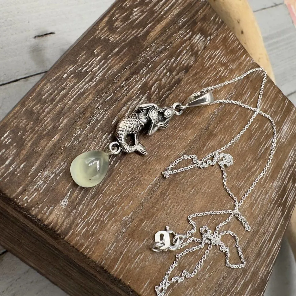 Mermaid Prehnite Sterling Silver Necklace Silver - Image 6