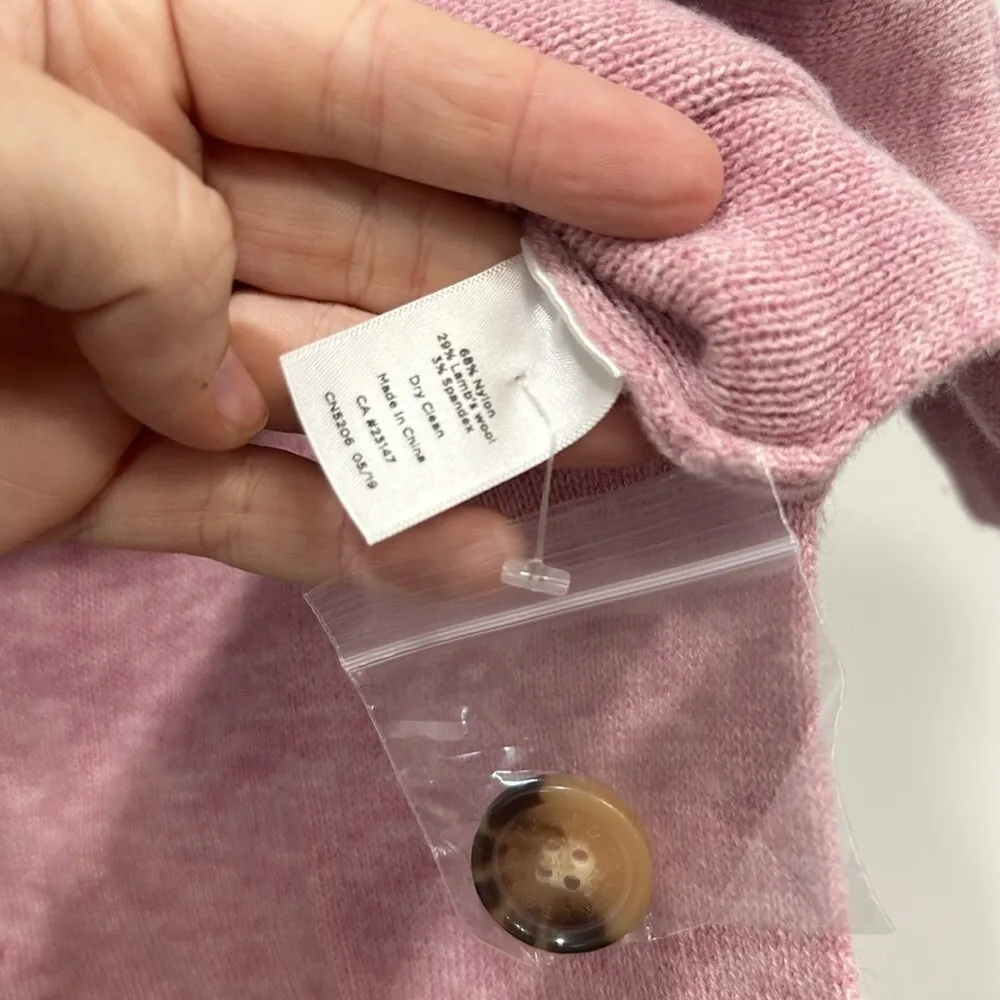 Talbots Womens Sweater XS Pink Knit‎ Blazer Button Lambs Wool Long Sleeve Career - Image 3