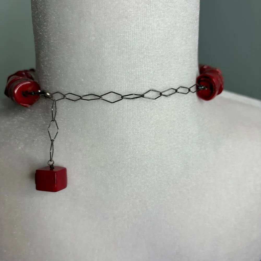 Vintage Chunky Red Coral Necklace, Earring Set - Image 10