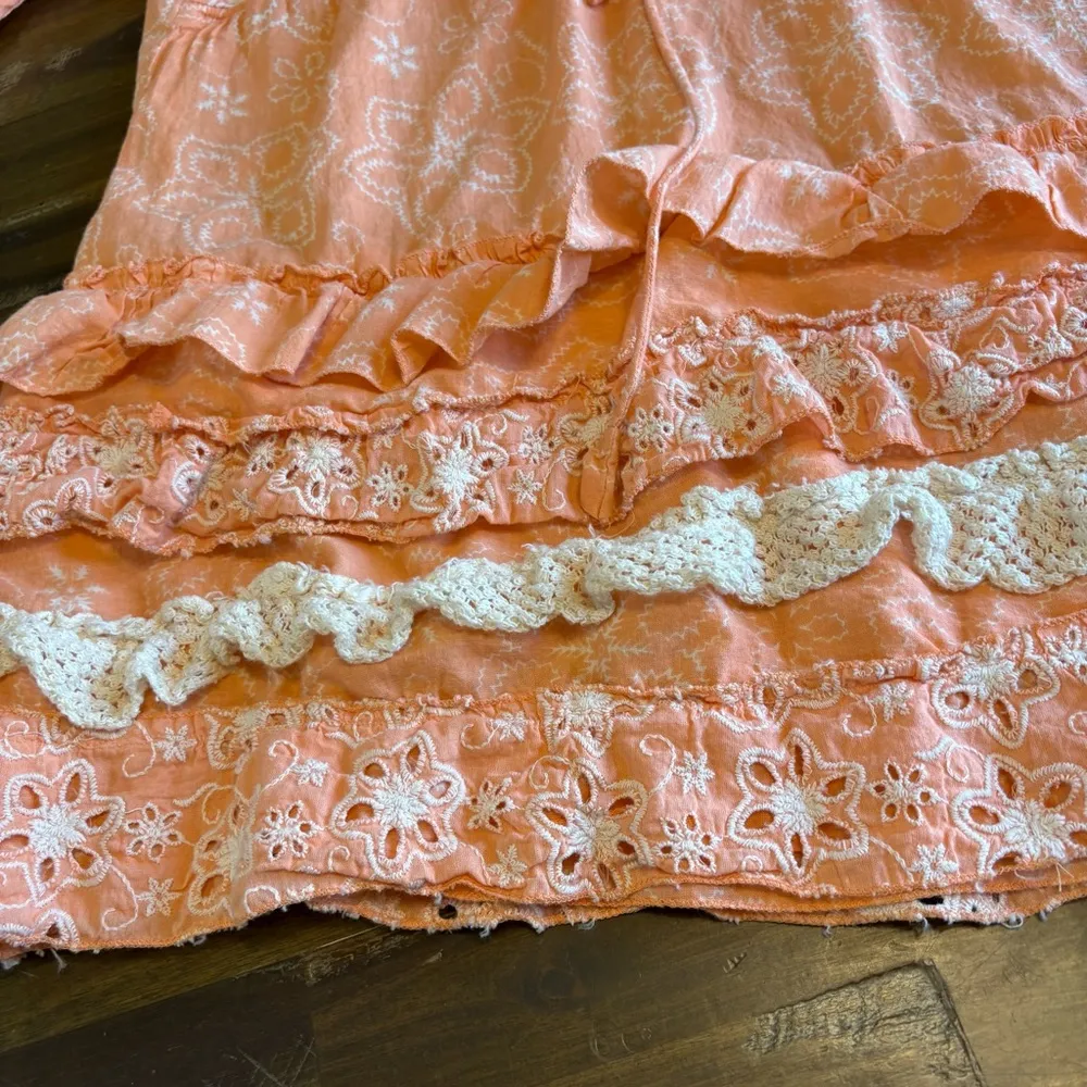 L&B Embroidered Eyelet Tiered Top Ruffle Flare Bell Sleeves XL XXL 3/4 Sleeve - Image 8