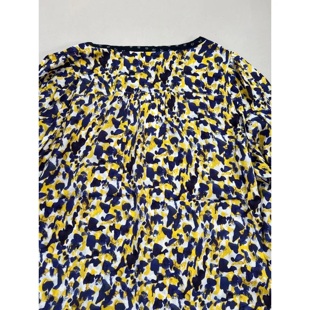 Chelsea & Theodore Blouse Size L Yellow Navy V - Image 6