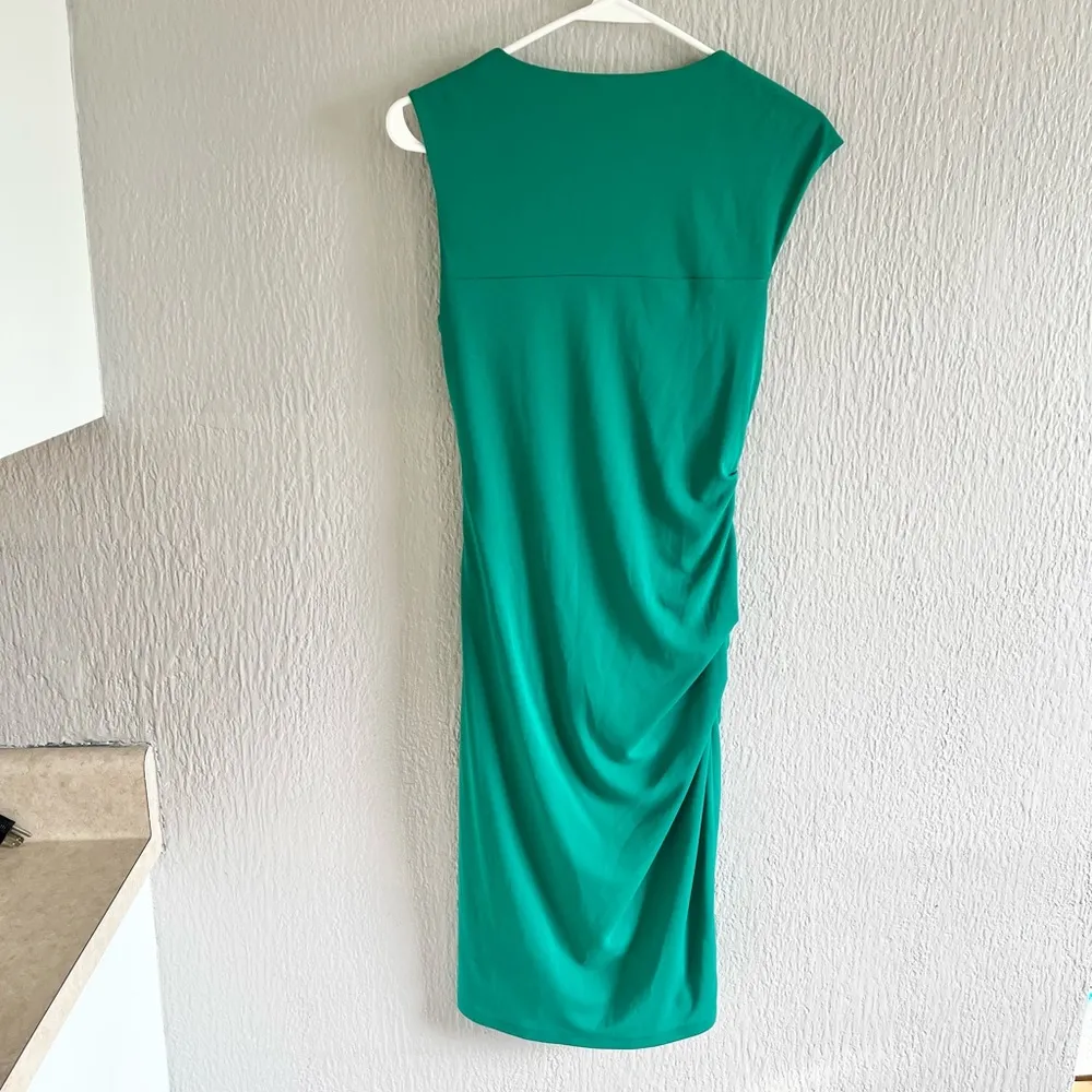 [Halston Heritage] Green Ruched Side Dress-Size medium - Image 4