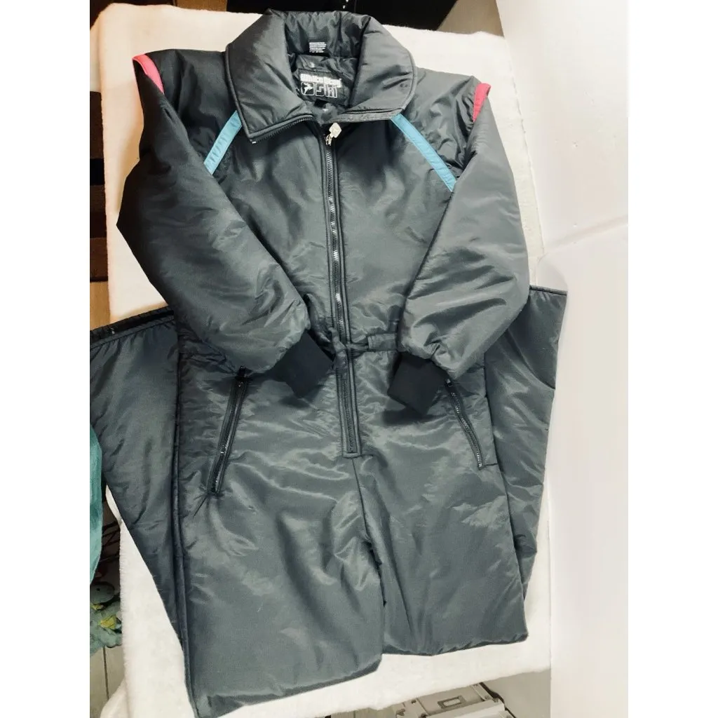 Vintage White Stag Ski Womens Snow Jumpsuit Womens Size 14 Black Snow Suit‎ 80s - Image 9