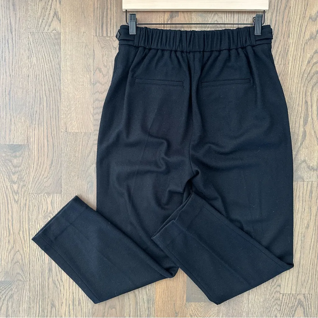 Vince Wool Blend High Waist Pleated Flannel High Waist Trouser in Black Medium - Image 9